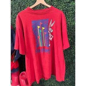 vtg 90s LOONEY TUNES Six FLAGS TShirt xl // cartoon movie Bugs Bunny disney park